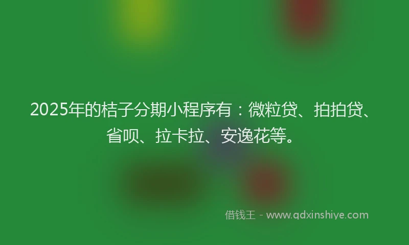 2025年的桔子分期小程序有：微粒贷、拍拍贷、省呗、拉卡拉、安逸花等。