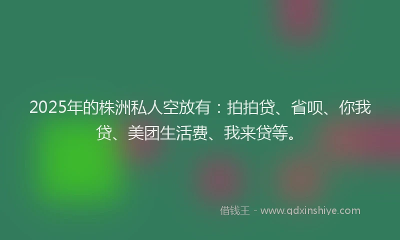 2025年的株洲私人空放有：拍拍贷、省呗、你我贷、美团生活费、我来贷等。