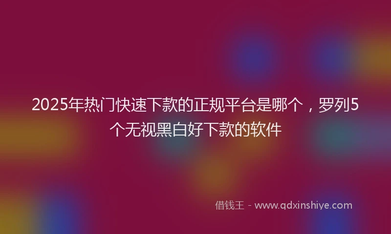 2025年热门快速下款的正规平台是哪个，罗列5个无视黑白好下款的软件