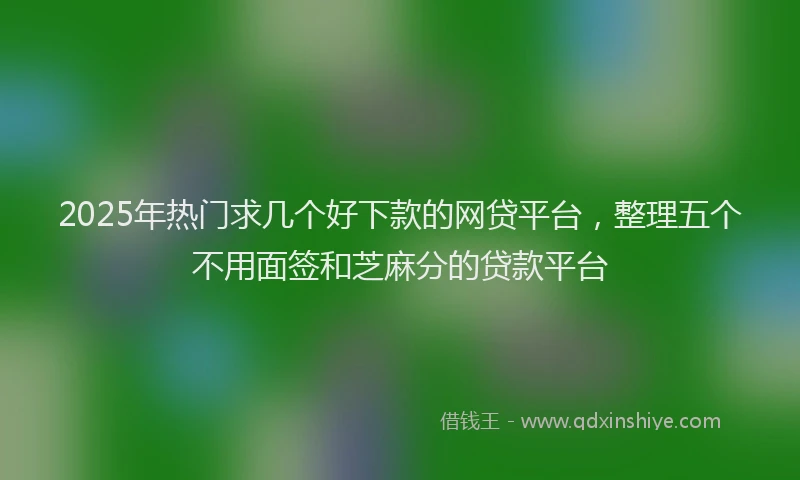 2025年热门求几个好下款的网贷平台，整理五个不用面签和芝麻分的贷款平台