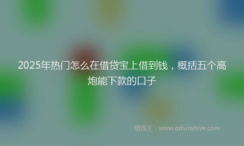 2025年热门怎么在借贷宝上借到钱，概括五个高炮能下款的口子
