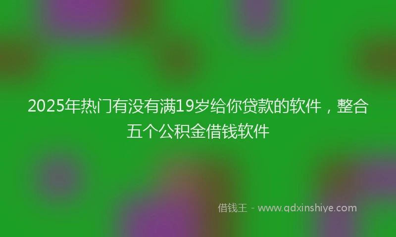 2025年热门有没有满19岁给你贷款的软件，整合五个公积金借钱软件