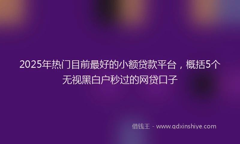 2025年热门目前最好的小额贷款平台，概括5个无视黑白户秒过的网贷口子
