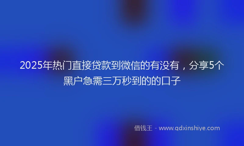 2025年热门直接贷款到微信的有没有，分享5个黑户急需三万秒到的的口子