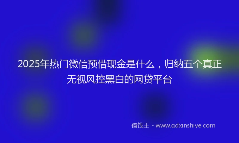 2025年热门微信预借现金是什么，归纳五个真正无视风控黑白的网贷平台