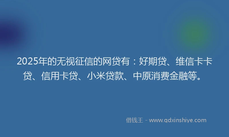 2025年的无视征信的网贷有：好期贷、维信卡卡贷、信用卡贷、小米贷款、中原消费金融等。
