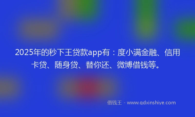 2025年的秒下王贷款app有：度小满金融、信用卡贷、随身贷、替你还、微博借钱等。