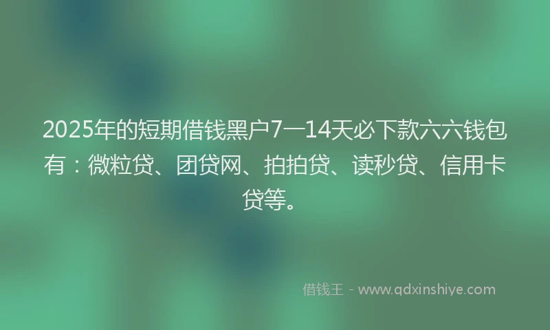 2025年的短期借钱黑户7一14天必下款六六钱包有：微粒贷、团贷网、拍拍贷、读秒贷、信用卡贷等。