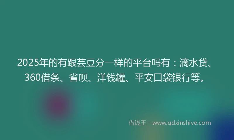 2025年的有跟芸豆分一样的平台吗有：滴水贷、360借条、省呗、洋钱罐、平安口袋银行等。