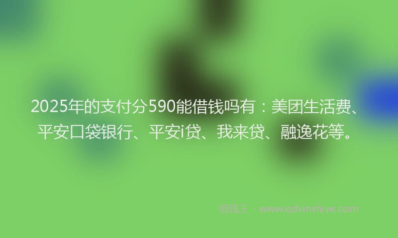2025年的支付分590能借钱吗有：美团生活费、平安口袋银行、平安i贷、我来贷、融逸花等。