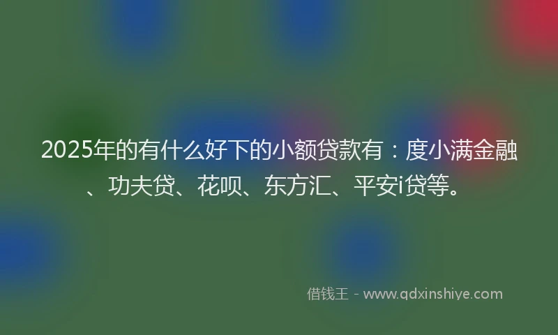 2025年的有什么好下的小额贷款有：度小满金融、功夫贷、花呗、东方汇、平安i贷等。