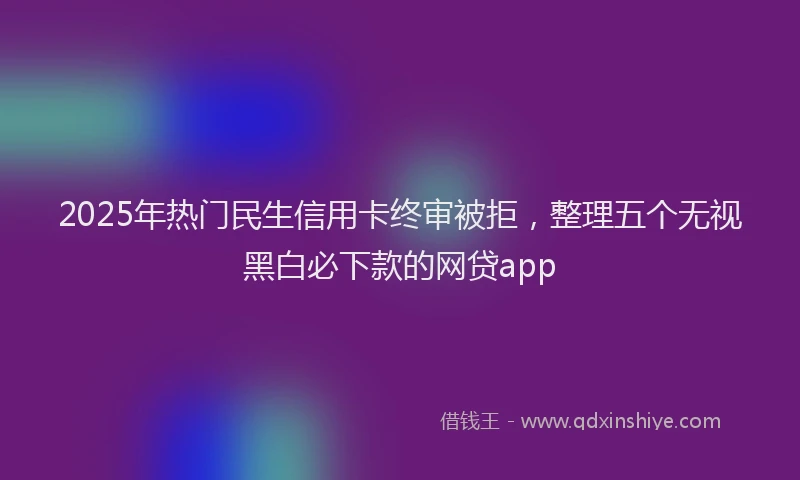 2025年热门民生信用卡终审被拒，整理五个无视黑白必下款的网贷app