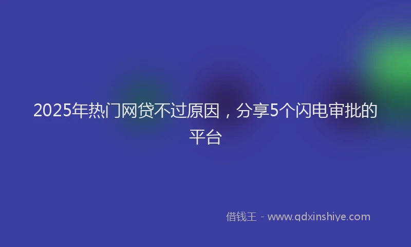 2025年热门网贷不过原因，分享5个闪电审批的平台