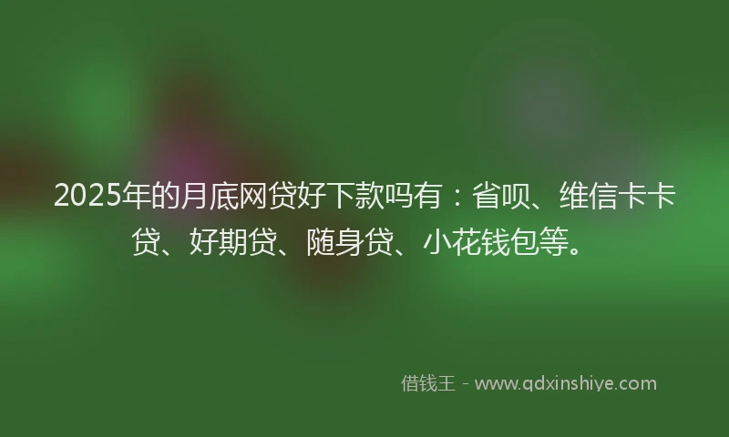 2025年的月底网贷好下款吗有：省呗、维信卡卡贷、好期贷、随身贷、小花钱包等。