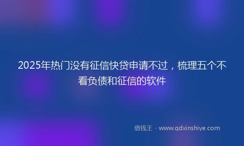 2025年热门没有征信快贷申请不过，梳理五个不看负债和征信的软件