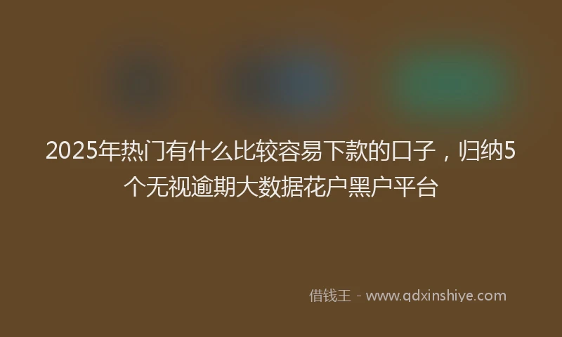 2025年热门有什么比较容易下款的口子，归纳5个无视逾期大数据花户黑户平台