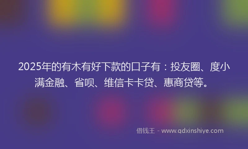2025年的有木有好下款的口子有：投友圈、度小满金融、省呗、维信卡卡贷、惠商贷等。