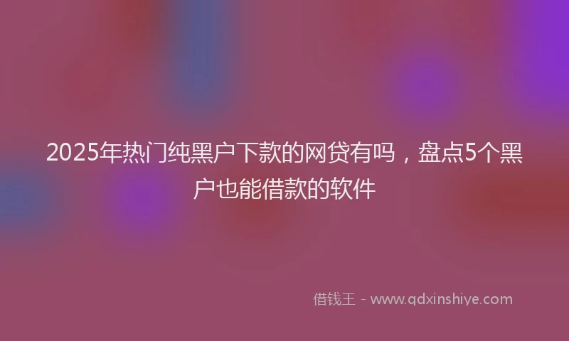2025年热门纯黑户下款的网贷有吗，盘点5个黑户也能借款的软件