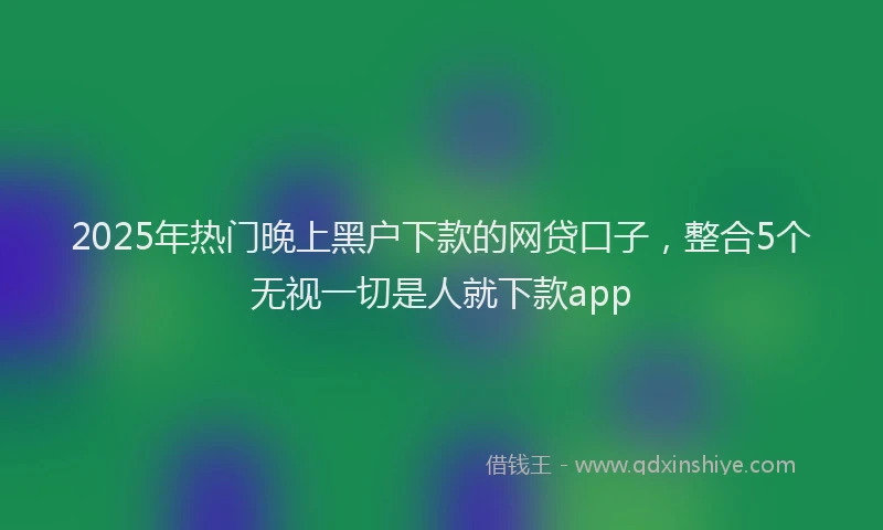 2025年热门晚上黑户下款的网贷口子，整合5个无视一切是人就下款app