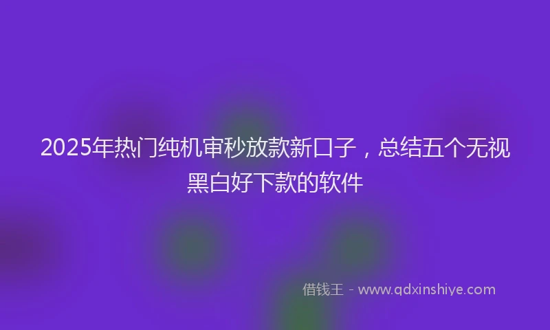 2025年热门纯机审秒放款新口子，总结五个无视黑白好下款的软件