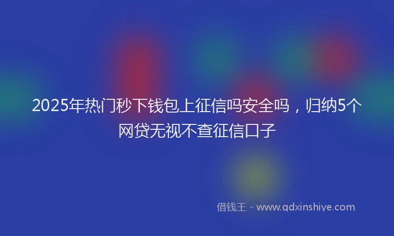 2025年热门秒下钱包上征信吗安全吗，归纳5个网贷无视不查征信口子