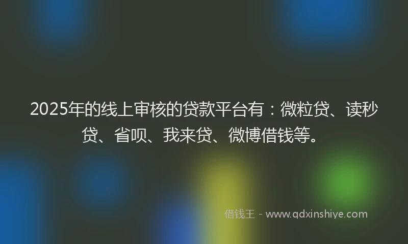 2025年的线上审核的贷款平台有：微粒贷、读秒贷、省呗、我来贷、微博借钱等。