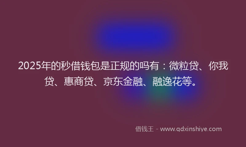 2025年的秒借钱包是正规的吗有：微粒贷、你我贷、惠商贷、京东金融、融逸花等。