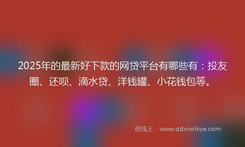 2025年的最新好下款的网贷平台有哪些有：投友圈、还呗、滴水贷、洋钱罐、小花钱包等。