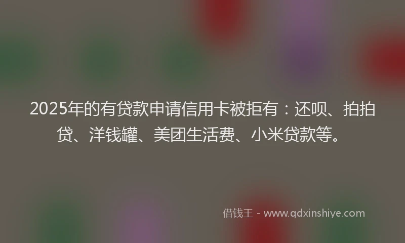 2025年的有贷款申请信用卡被拒有：还呗、拍拍贷、洋钱罐、美团生活费、小米贷款等。