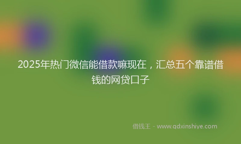 2025年热门微信能借款嘛现在，汇总五个靠谱借钱的网贷口子