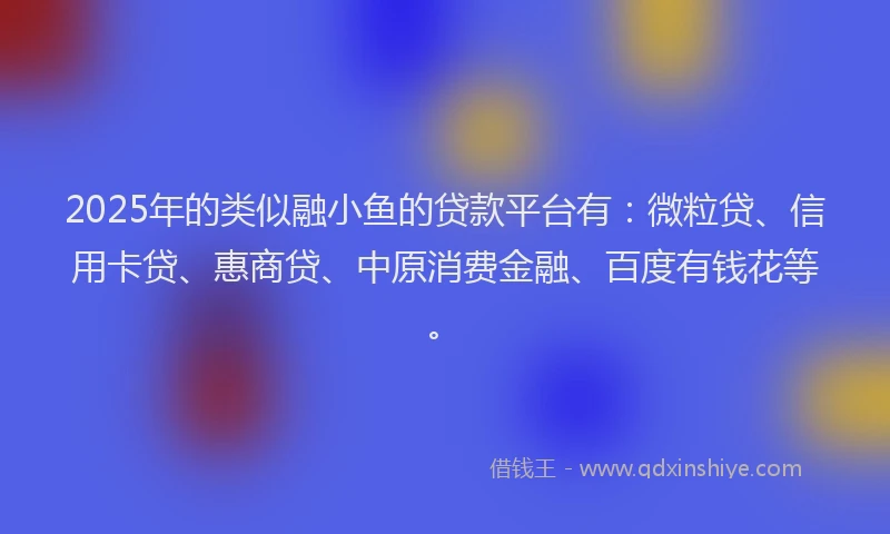2025年的类似融小鱼的贷款平台有：微粒贷、信用卡贷、惠商贷、中原消费金融、百度有钱花等。
