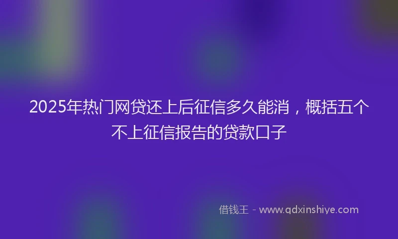 2025年热门网贷还上后征信多久能消，概括五个不上征信报告的贷款口子