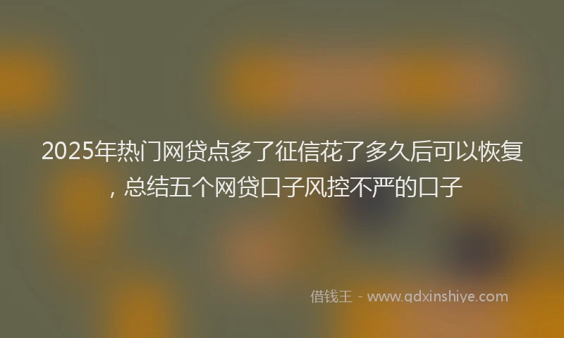 2025年热门网贷点多了征信花了多久后可以恢复，总结五个网贷口子风控不严的口子