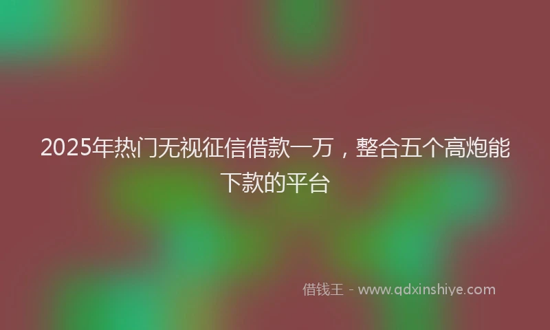 2025年热门无视征信借款一万，整合五个高炮能下款的平台