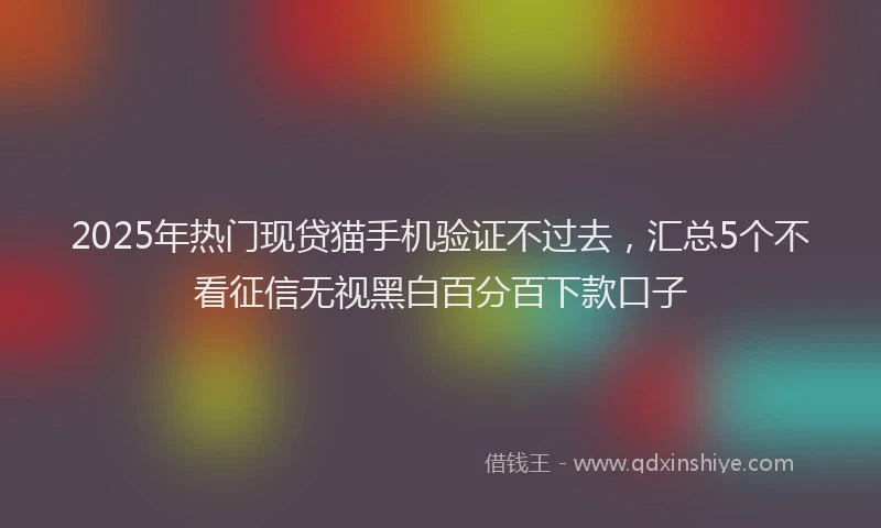 2025年热门现贷猫手机验证不过去，汇总5个不看征信无视黑白百分百下款口子