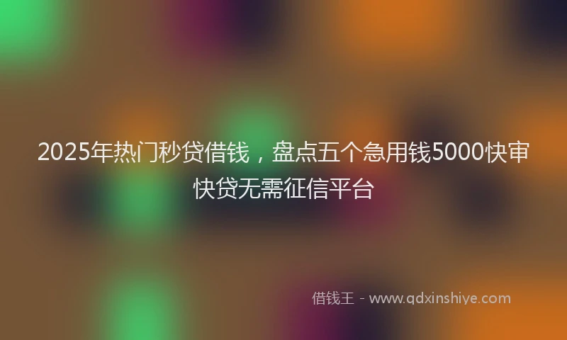 2025年热门秒贷借钱，盘点五个急用钱5000快审快贷无需征信平台