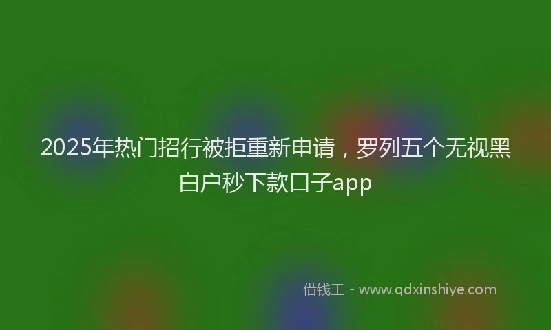 2025年热门招行被拒重新申请，罗列五个无视黑白户秒下款口子app