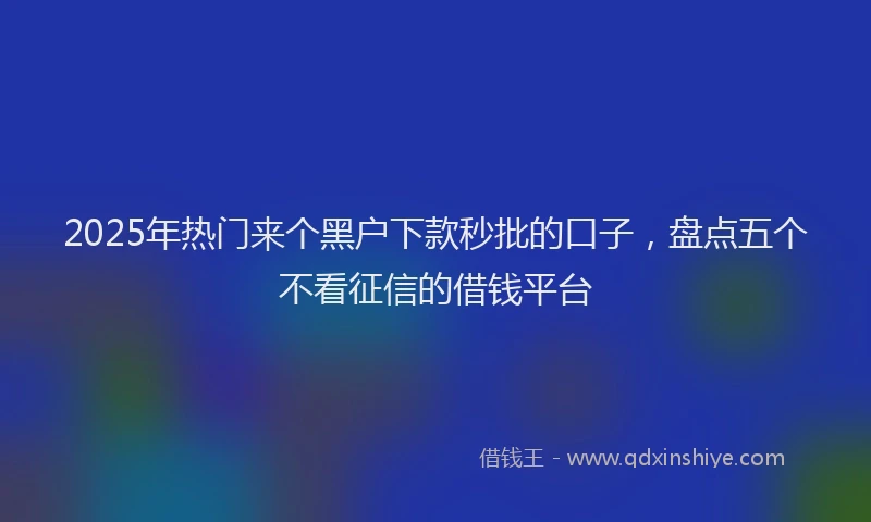 2025年热门来个黑户下款秒批的口子，盘点五个不看征信的借钱平台