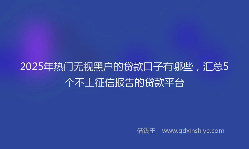 2025年热门无视黑户的贷款口子有哪些，汇总5个不上征信报告的贷款平台