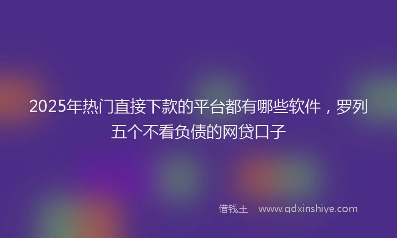 2025年热门直接下款的平台都有哪些软件，罗列五个不看负债的网贷口子
