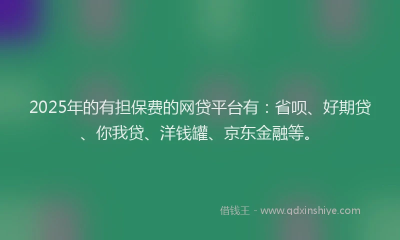 2025年的有担保费的网贷平台有：省呗、好期贷、你我贷、洋钱罐、京东金融等。