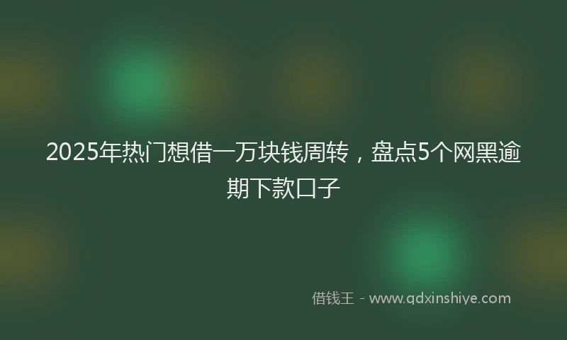 2025年热门想借一万块钱周转，盘点5个网黑逾期下款口子