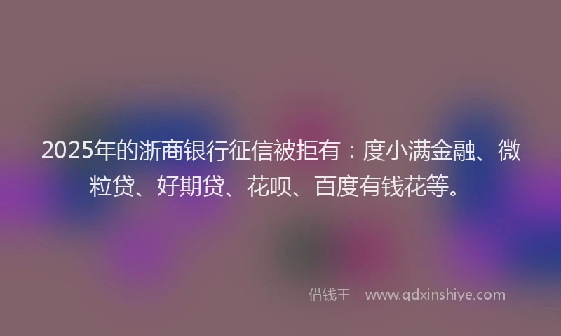 2025年的浙商银行征信被拒有：度小满金融、微粒贷、好期贷、花呗、百度有钱花等。