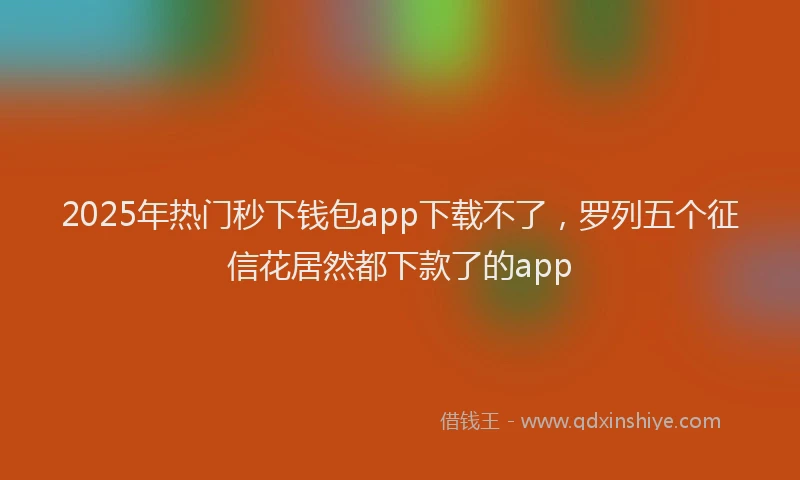 2025年热门秒下钱包app下载不了，罗列五个征信花居然都下款了的app