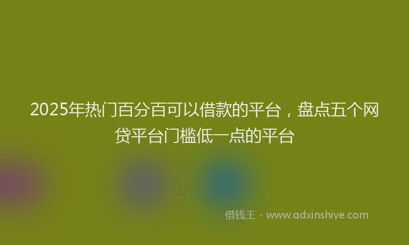 2025年热门百分百可以借款的平台，盘点五个网贷平台门槛低一点的平台
