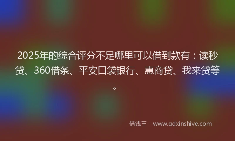 2025年的综合评分不足哪里可以借到款有：读秒贷、360借条、平安口袋银行、惠商贷、我来贷等。
