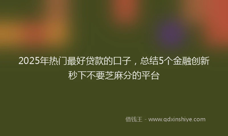 2025年热门最好贷款的口子，总结5个金融创新秒下不要芝麻分的平台
