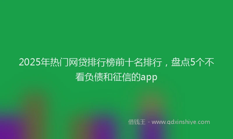2025年热门网贷排行榜前十名排行，盘点5个不看负债和征信的app
