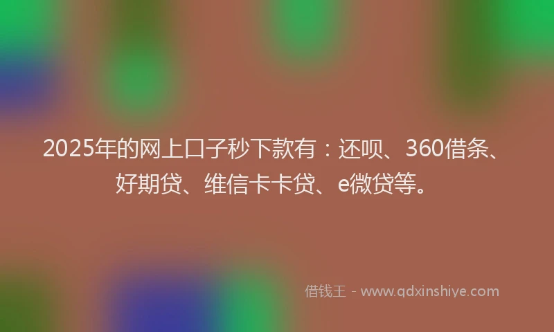 2025年的网上口子秒下款有：还呗、360借条、好期贷、维信卡卡贷、e微贷等。