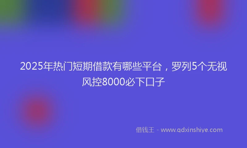 2025年热门短期借款有哪些平台，罗列5个无视风控8000必下口子